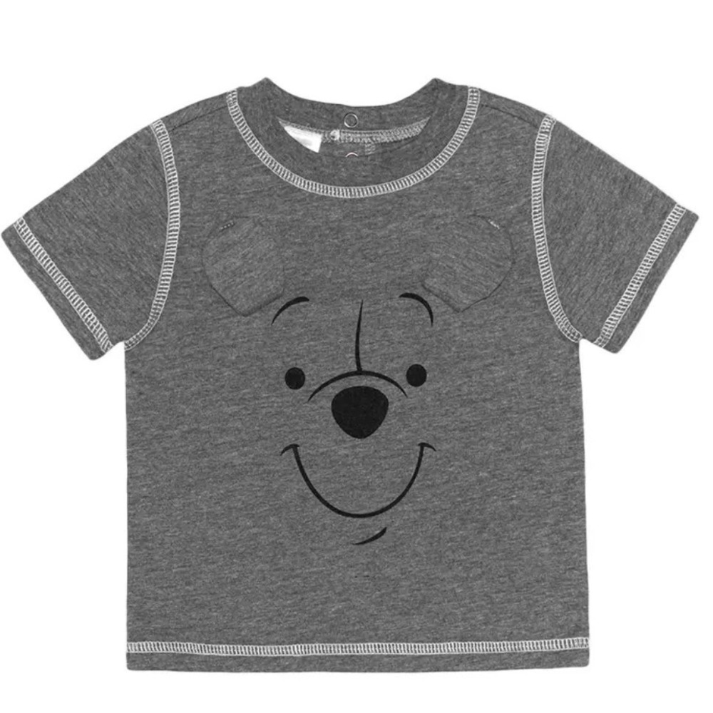 Disney Baby Pooh Shirt 3M Gray Short Sleeve Graphic Tee Cute Soft Infant Top - Picture 2 of 6